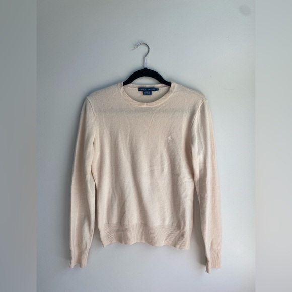 Ralph Lauren Cream Crew Neck Italian Cashmere Sweater - Picture 1 of 4